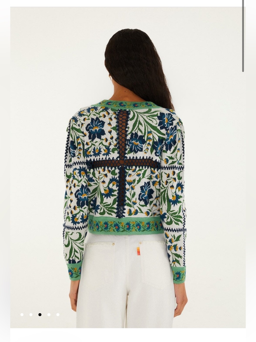 NWOT Farm Rio OFF WHITE MANOELA BUTTON KNIT CARDIGAN Size XS - Picture 4 of 12